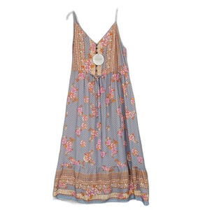 New 4XL Rusttydustty Hippy Floral Sundress Tie Waist Maxi with Adjustable Straps